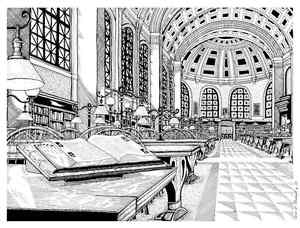 300x228 boston public library bates hall drawing ebay - Boston Drawing