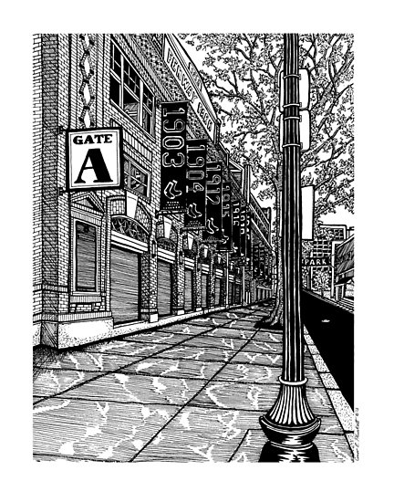 432x550 fenway park boston drawing posters - Boston Drawing