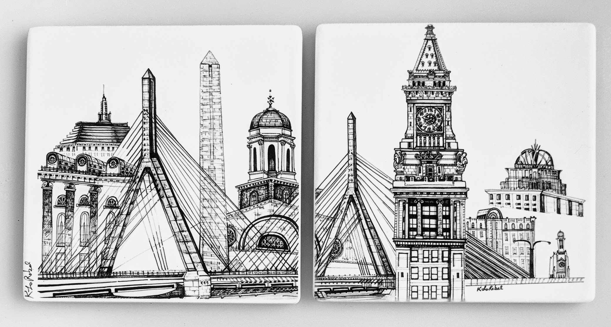 2081x1114 boston coasters set of klorebel art coasters hand drawn etsy - Boston Drawing