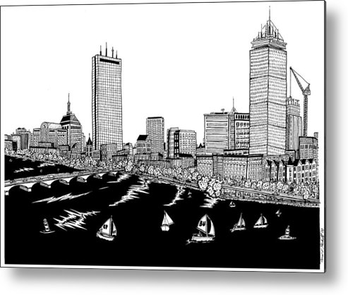 493x418 boston skyline back bay metal print - Boston Skyline Drawing