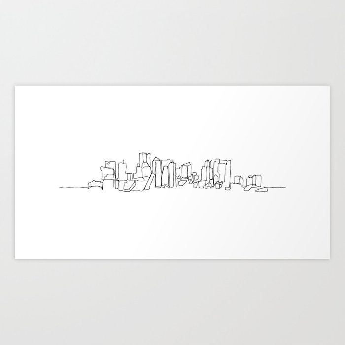 700x700 boston skyline drawing art print - Boston Skyline Drawing