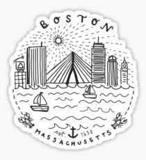 210x230 boston skyline drawing stickers redbubble - Boston Skyline Drawing