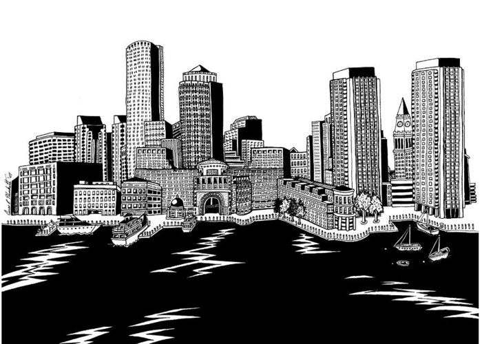 Boston Skyline Drawing at PaintingValley.com | Explore collection of ...