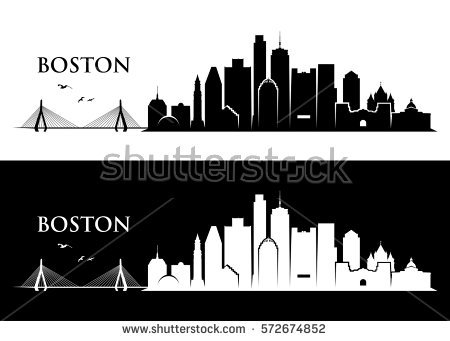 450x341 boston skyline silhouette with bridge great free clipart - Boston Skyline Drawing