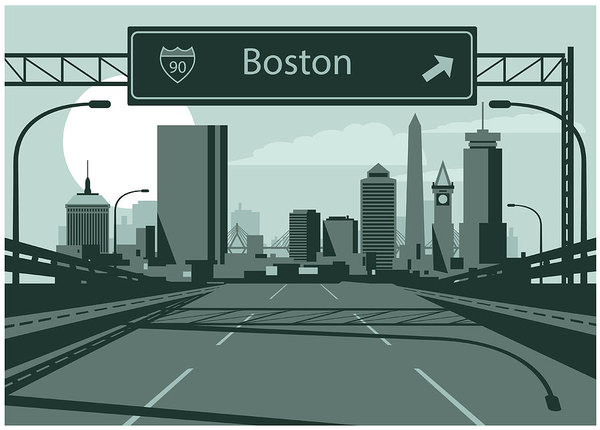 600x430 boston skyline art print - Boston Skyline Drawing