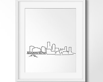 340x270 boston line art etsy - Boston Skyline Line Drawing