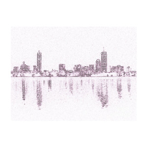 300x300 Line Drawing - Boston Skyline Line Drawing