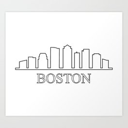 264x264 Boston Skyline Art Prints - Boston Skyline Line Drawing
