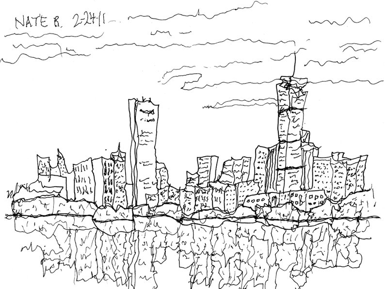794x596 art print boston skyline ink watercolor etsy - Boston Skyline Line Drawing