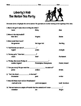 270x350 Liberty's Kids Episode Boston Tea Party Questions Wwriting - Boston Tea Party Drawing