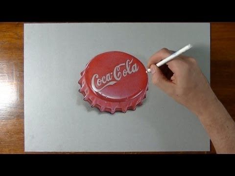 480x360 how i draw a coca cola red bottle cap illusion shading - Bottle Cap Drawing