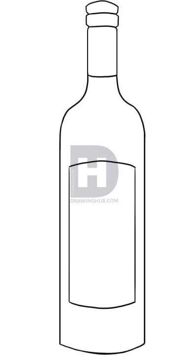 390x720 How To Draw A Wine Bottle, Step - Bottle Drawing