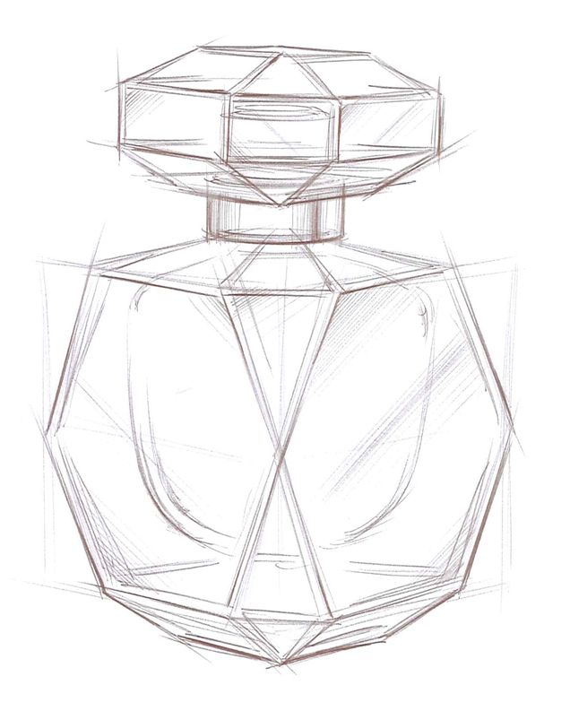 636x793 How To Draw A Perfume Bottle - Bottle Drawing