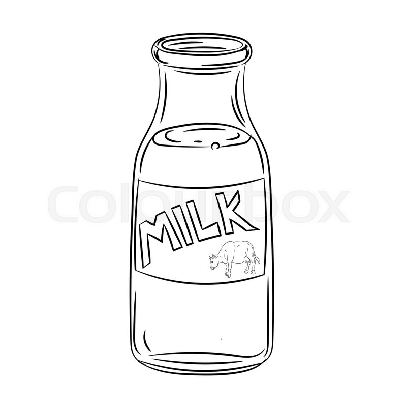 799x800 Hand Drawn Sketch Bottle Of Milk, Stock Vector Colourbox - Bottle Line Drawing