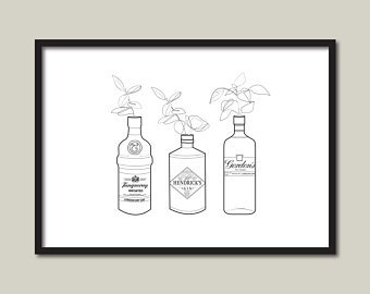 340x270 Hanging Bottle Etsy - Bottle Line Drawing