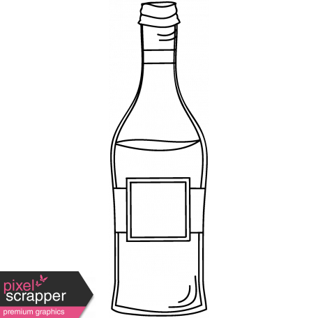 456x456 Wine Bottle Line Drawing - Bottle Line Drawing