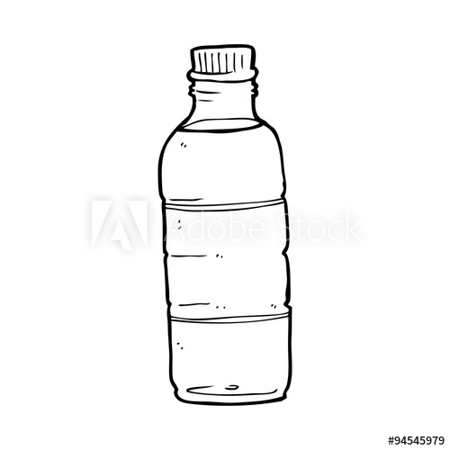 500x500 Line Drawing Cartoon Water Bottle - Bottled Water Drawing