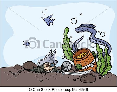 450x351 Sunken Treasure In Sea Bottom Drawing Art Of Cartoontreasure - Bottom Drawing
