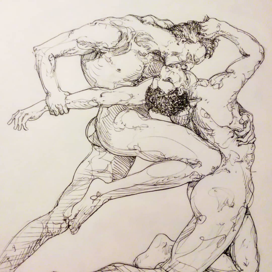 1080x1080 Sketch Study Of The Painting Dante And Virgil - Bouguereau Drawings