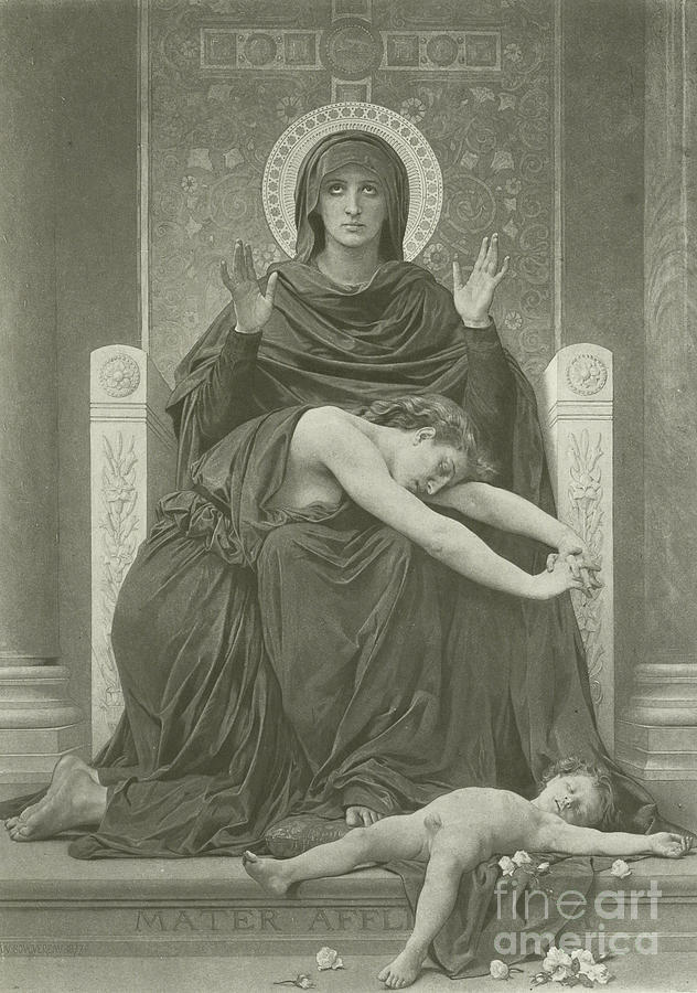 632x900 The Virgin Comforter Drawing - Bouguereau Drawings