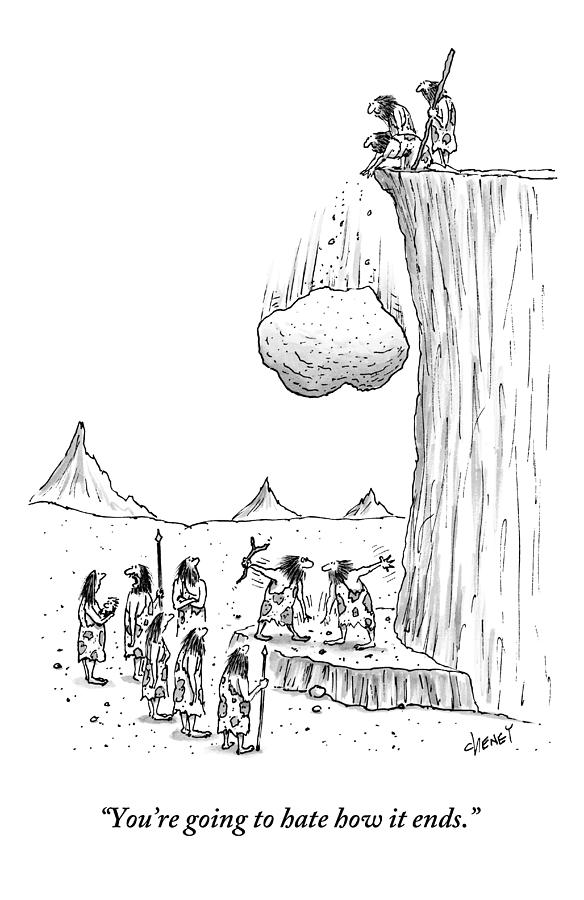 584x900 One Caveman To Another As They Watch A Boulder Drawing - Boulder Drawing