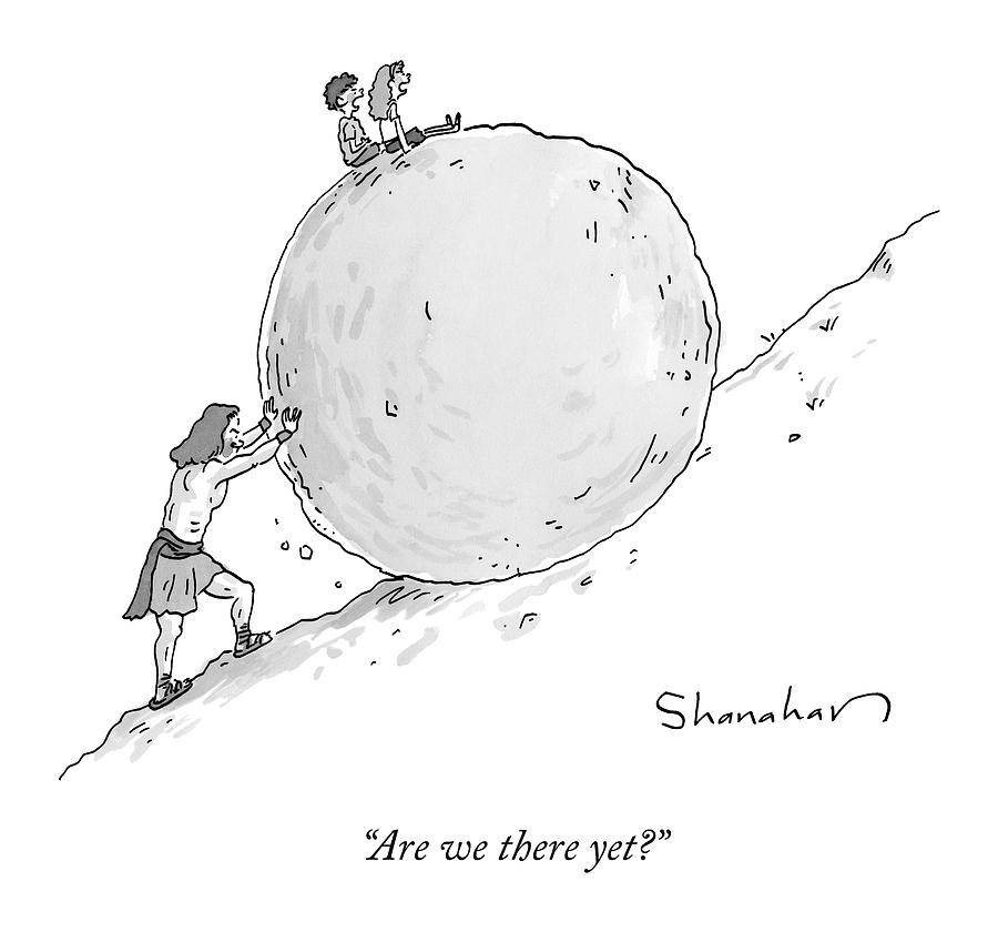 900x840 Two Children Sit At The Top Of Sisyphus's Boulder Drawing - Boulder Drawing