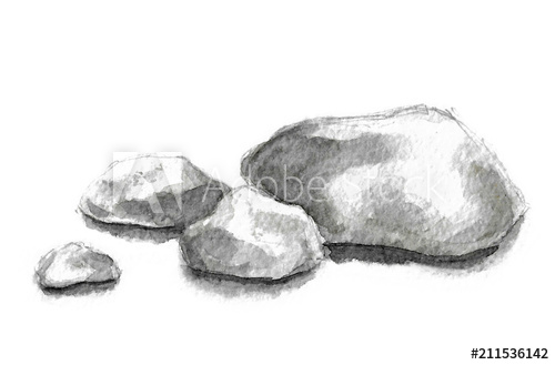 500x329 Stone, Watercolor, Stones, Sketch, Rock, Mineral, Abstract - Boulder Drawing