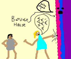 300x250 children cruelly destroying a bounce house drawing - Bounce House Drawing