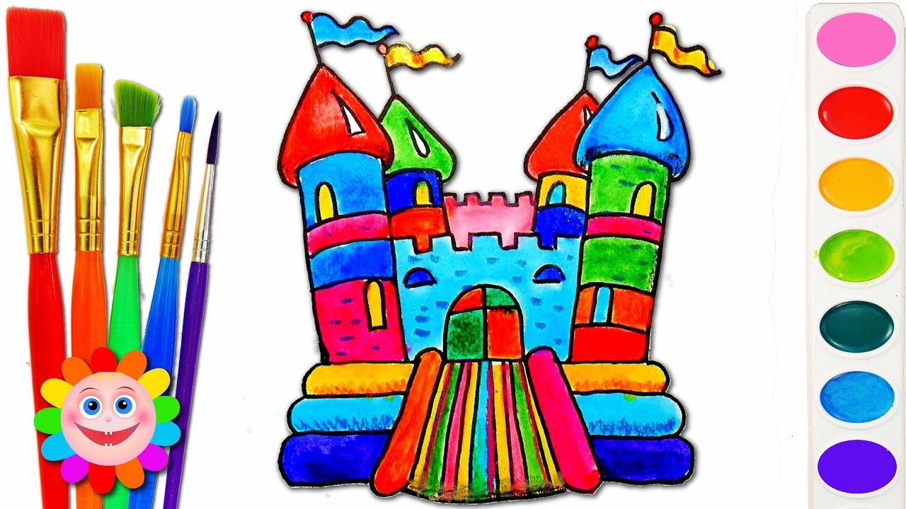 1280x720 how to draw playground for children coloring pages drawing - Bouncy Castle Drawing
