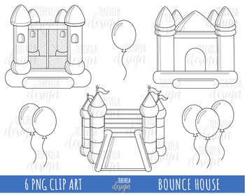350x278 sale bounce house clipart, bounce castle, ballons, black line - Bouncy Castle Drawing