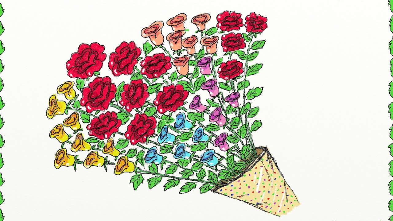 1280x720 drawing a simple bouquet of roses how to draw a bouquet of rose - Bouquet Drawing