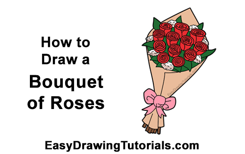 500x315 How To Draw A Bouquet Of Roses Video Step - Bouquet Drawing