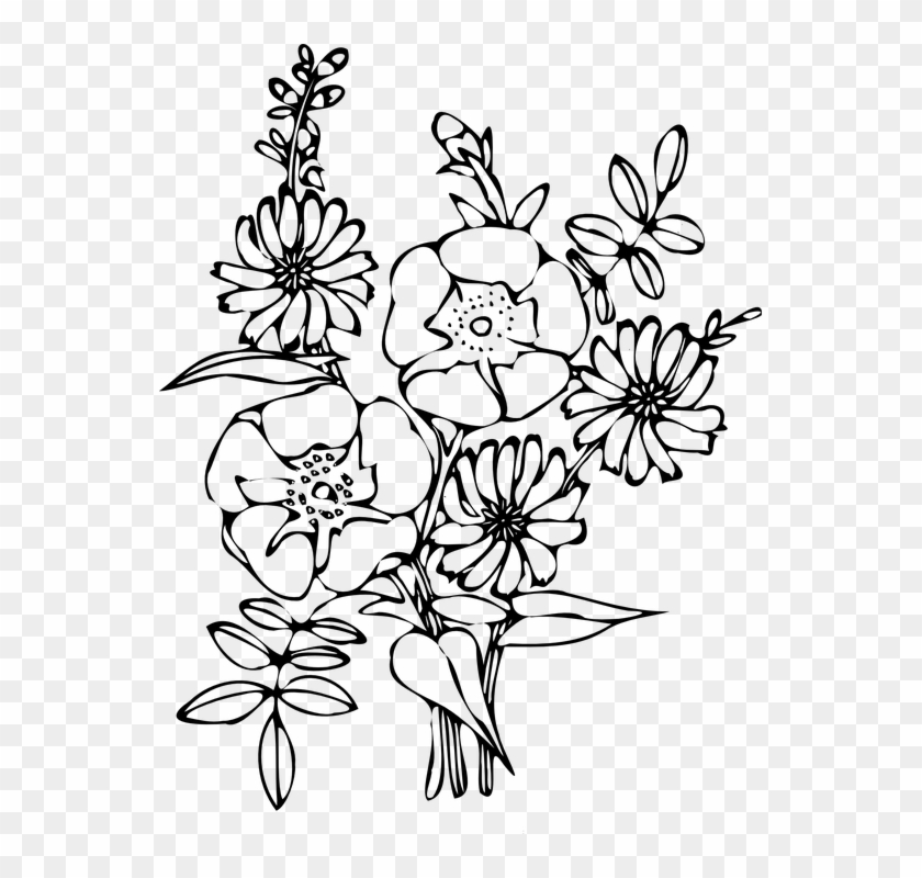840x800 Flowers Line Drawing Buy Clip Art - Bouquet Flowers Drawing