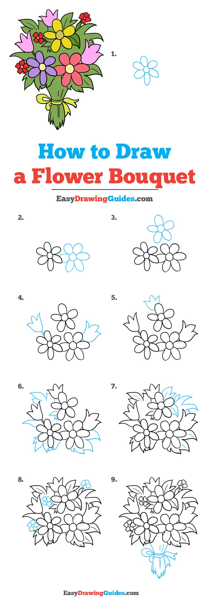 736x2122 how to draw a flower bouquet - Bouquet Flowers Drawing