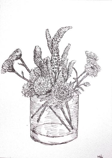 375x529 Bouquet Of Wild Flowers Drawing - Bouquet Flowers Drawing