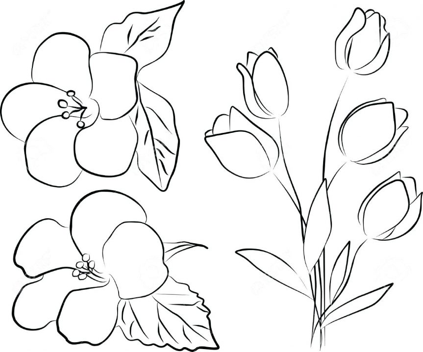 863x718 Drawn Bouquet Flower - Bouquet Of Flowers Line Drawing