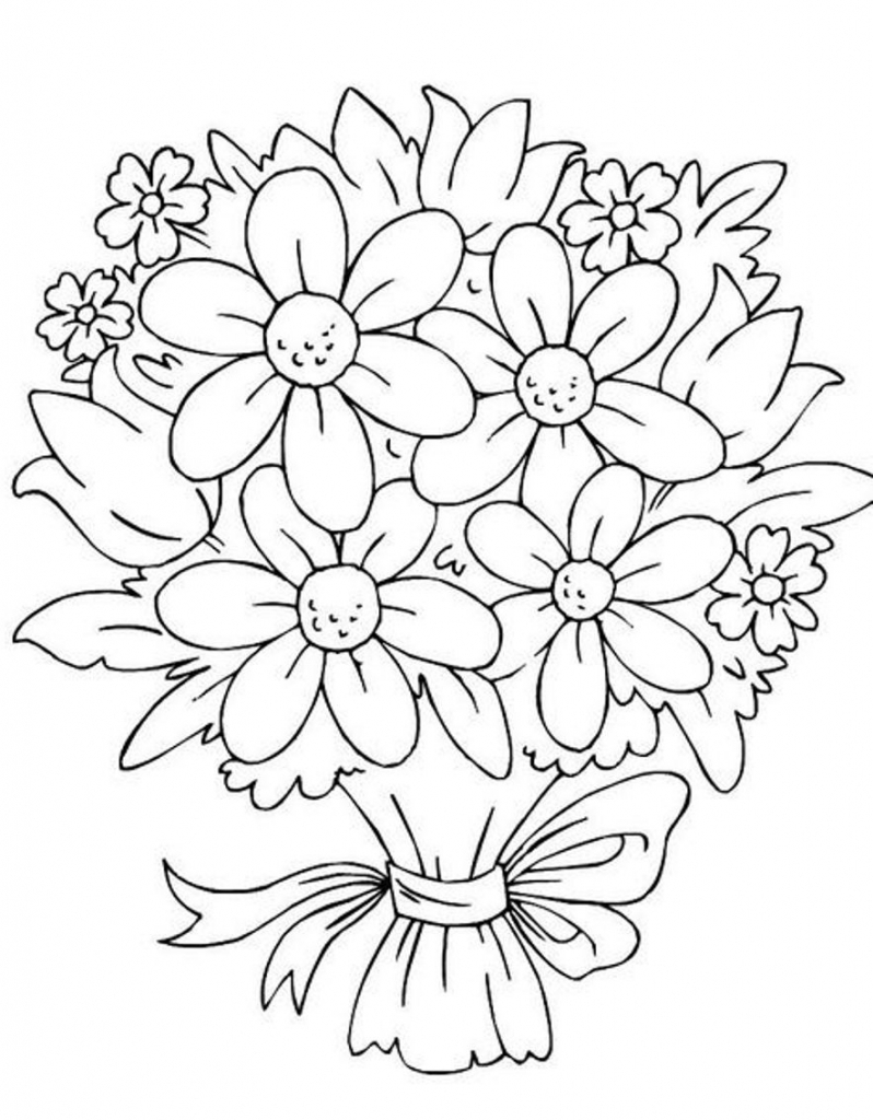 Bouquet Of Flowers Line Drawing at Explore