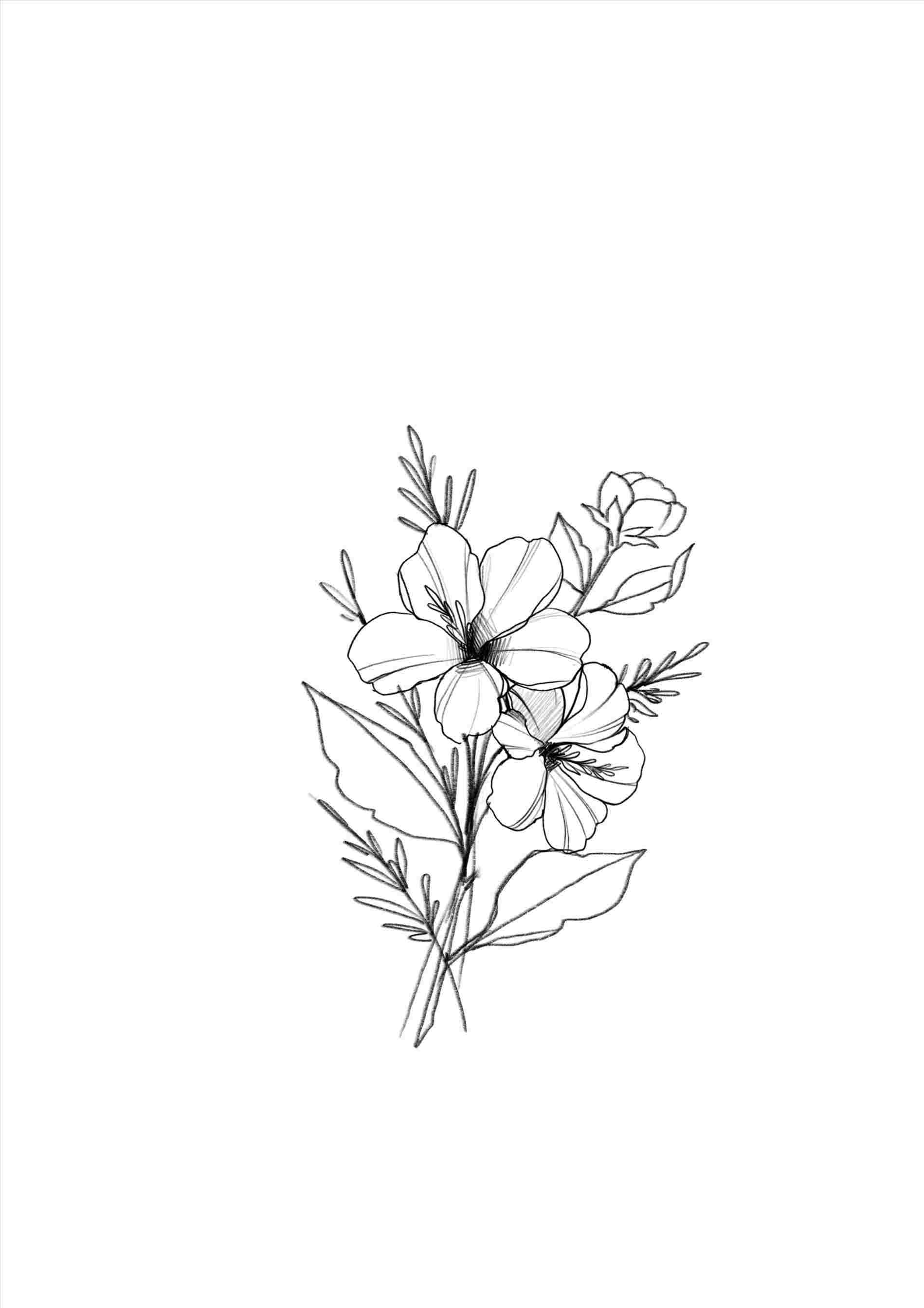 Bouquet Of Flowers Line Drawing at