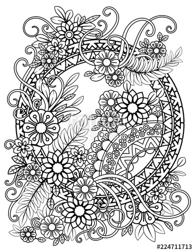 387x500 Adult Coloring - Bouquet Of Flowers Line Drawing