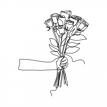360x360 Holding Roses Png Images Vectors And Free Download - Bouquet Of Flowers Line Drawing