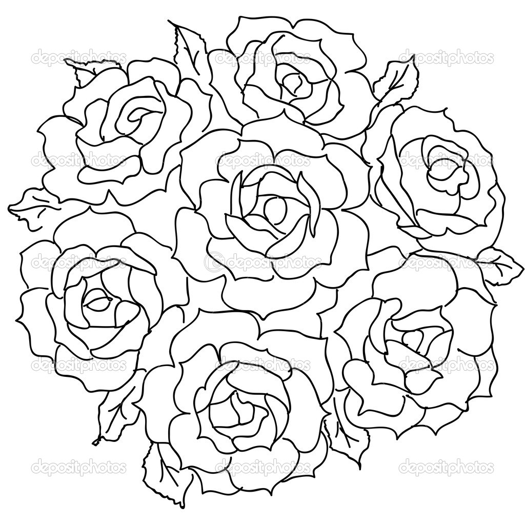 1024x1024 Huge Collection Of 'bouquet Of Flowers Line Drawing' Download - Bouquet Of Flowers Line Drawing