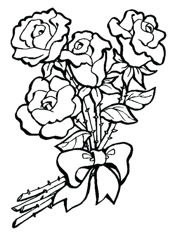 600x808 Bouquet Of Flowers Coloring - Bouquet Of Flowers Line Drawing
