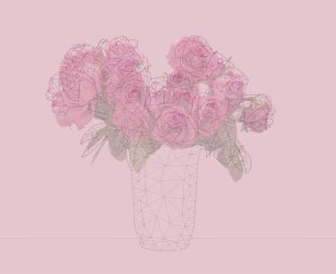 375x306 The Bouquet Of Pink Roses Drawing - Bouquet Of Roses Drawing