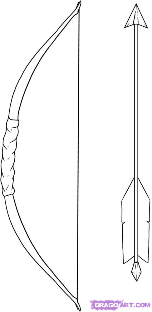 487x995 How To Draw A Bow And Arrow, Step - Bow And Arrow Drawing