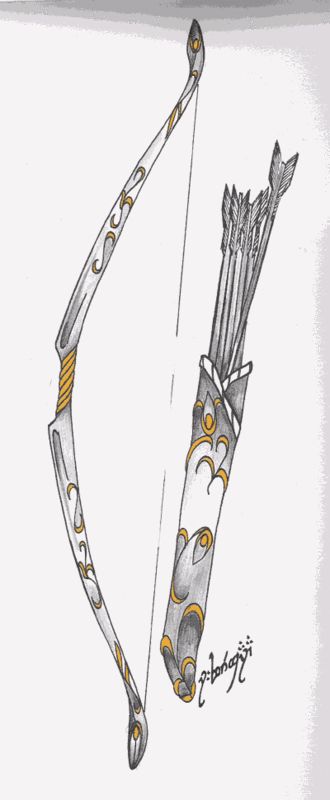 330x800 Native American Bow Arrow Sketch Design Xoxo Tattoos - Bow And Arrow Drawing