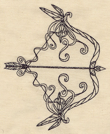451x546 Bow And Arrow Urban Threads Unique And Awesome Embroidery Designs - Bow Arrow Drawing