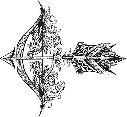 425x393 Pretty Black And White Hipster Tribal Pattern Bow - Bow Arrow Drawing