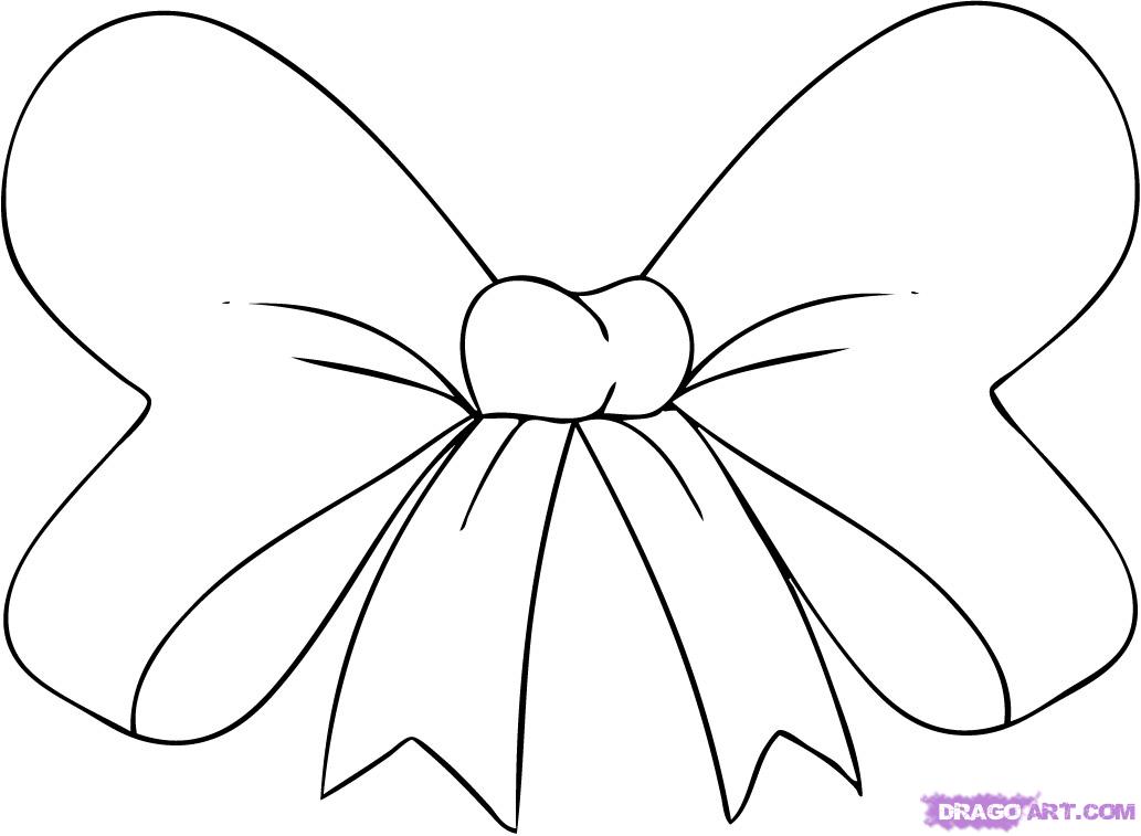 1033x757 How To Draw A Hair Bow, Step - Bow Drawing