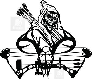 300x257 grim reaper hunter bow hunting deer skull car truck window vinyl - Bow Hunting Drawings