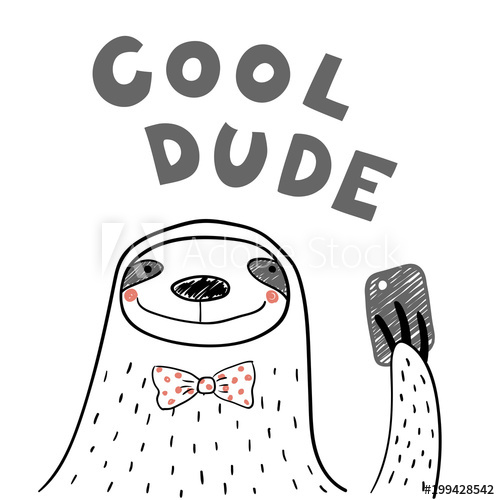 500x500 Hand Drawn Portrait Of A Cute Funny Sloth In Bow Tie With A Smart - Bow Line Drawing